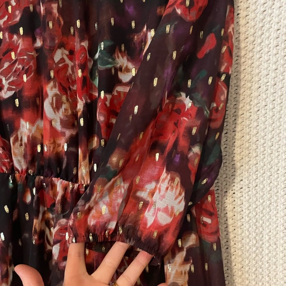 Torrid Floral Chiffon Mock Neck Midi Dress (plus size; size 0) - Picture 10 of 14